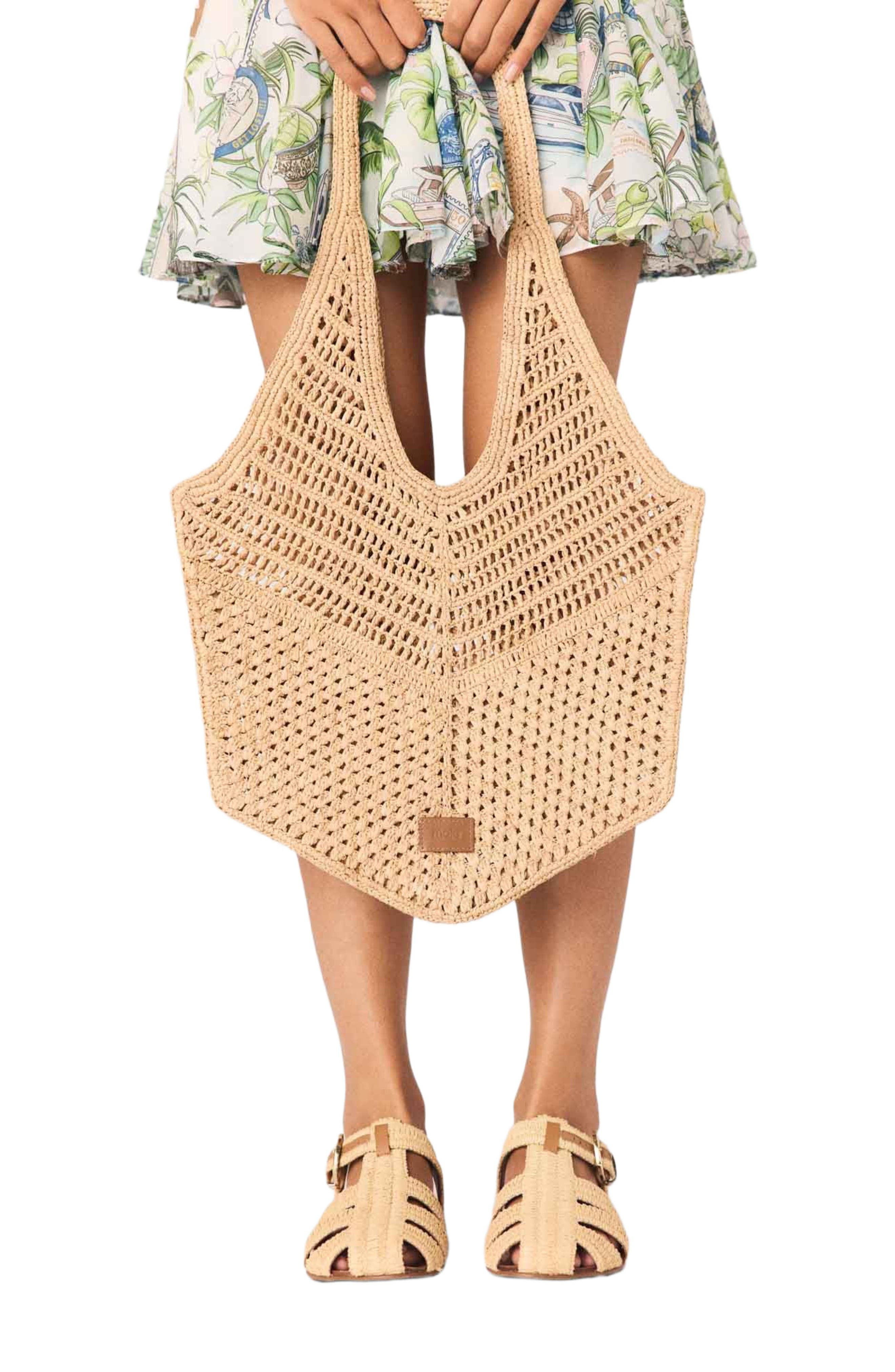 maje Natural raffia bag, Alternate, color, Beige