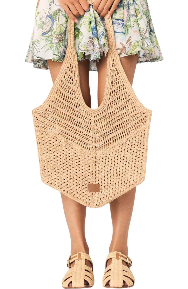 maje Natural raffia bag, Alternate, color, Beige