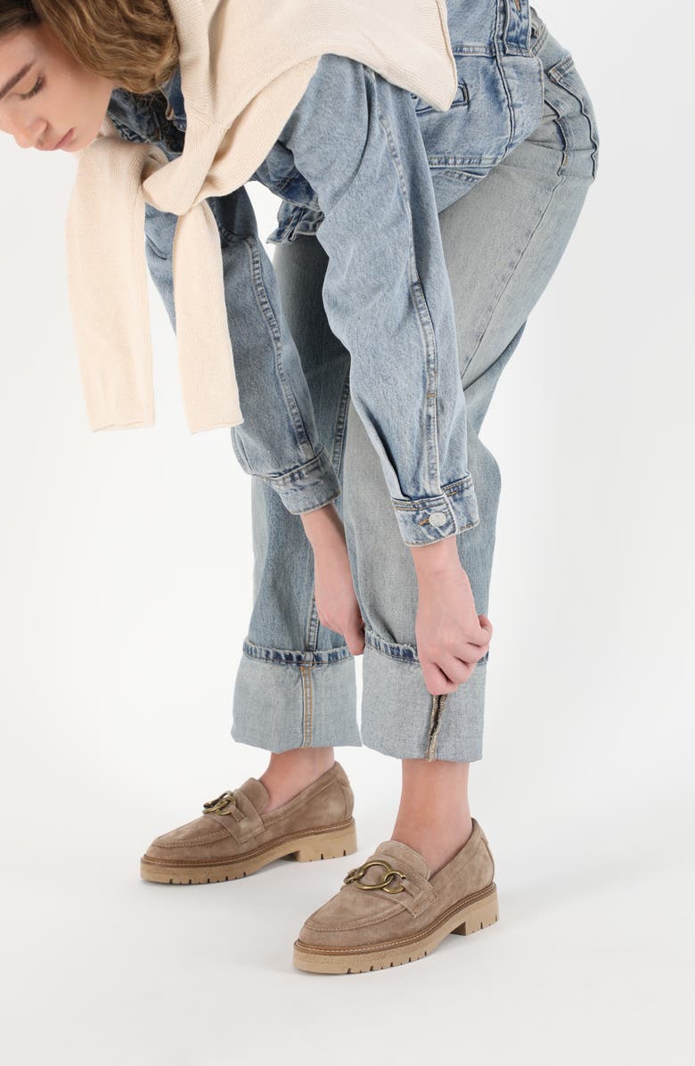 Naot Fremont Platform Loafer, Alternate, color, Almond Suede