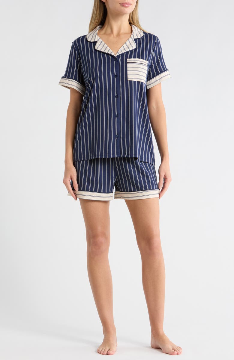 French Connection Stripe Short Pajamas, Main, color, Blue Depths/White