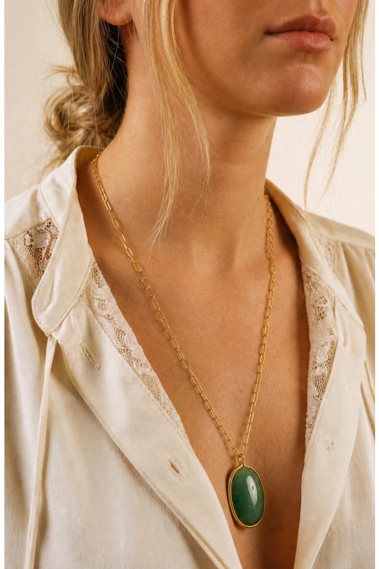 Green Aventurine Pendant Necklace, Alternate, color, GOLD/ GREEN AVENTURINE