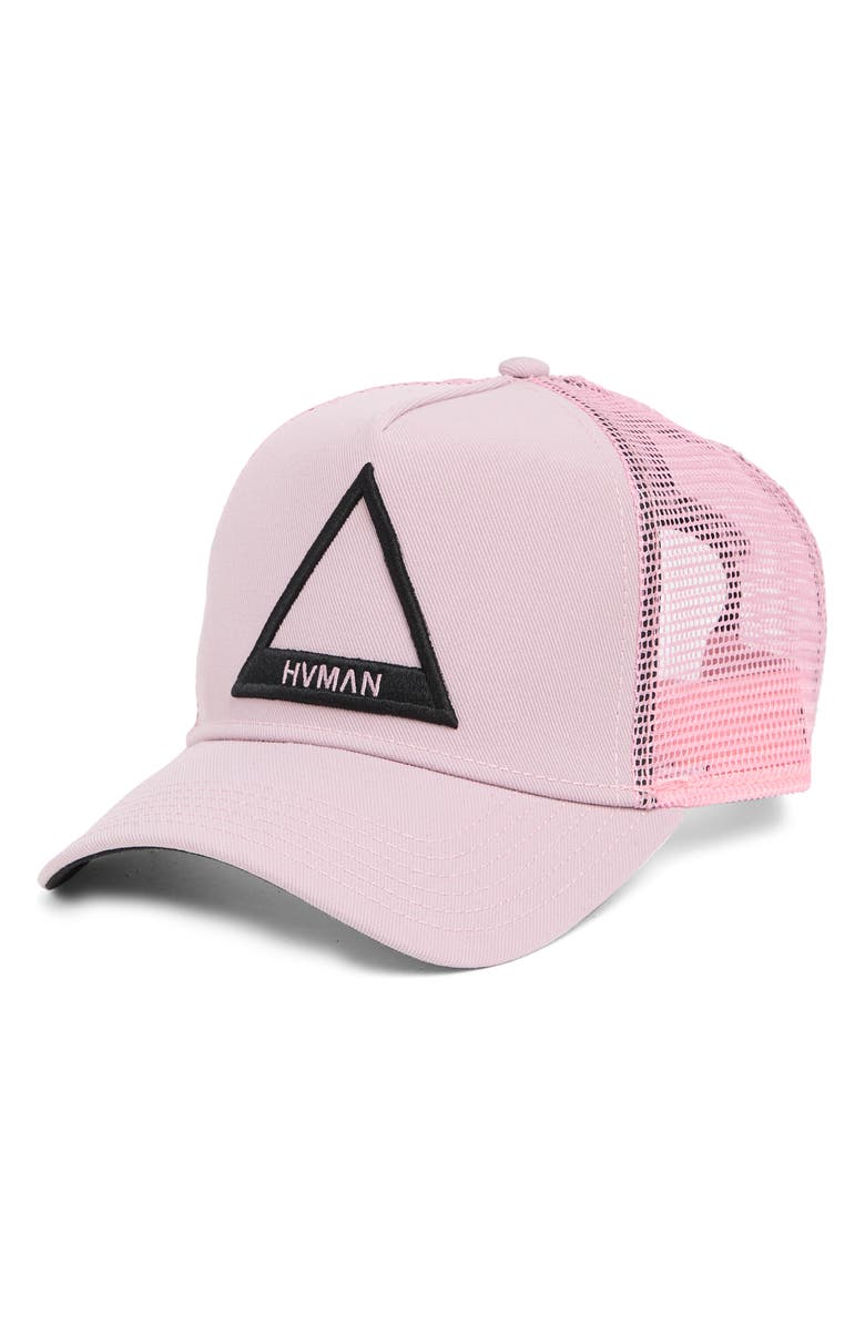 HVMAN Triangle Logo Mesh Trucker Cap, Main, color, 