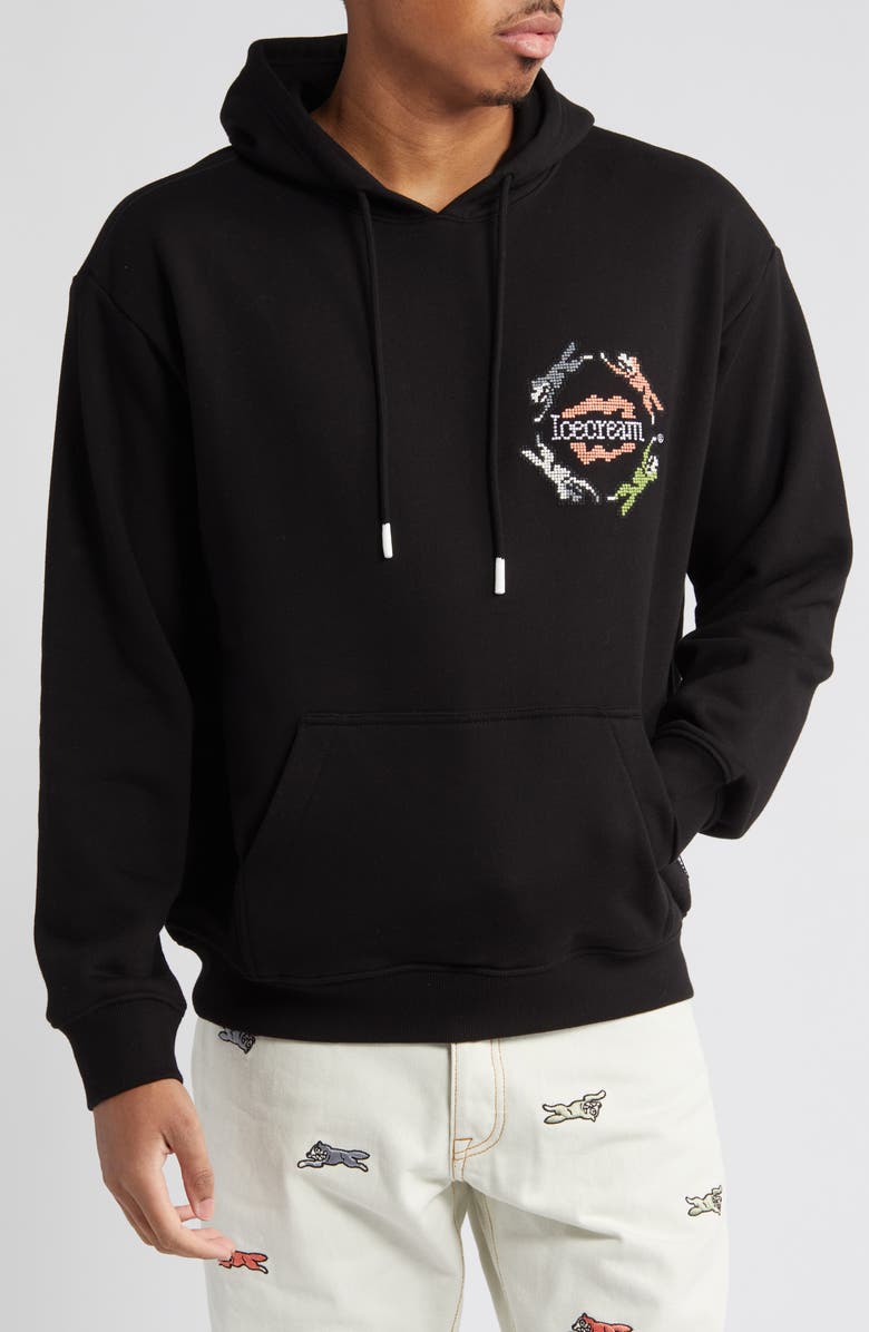 ICECREAM Embroidered Cotton Graphic Hoodie, Main, color, 