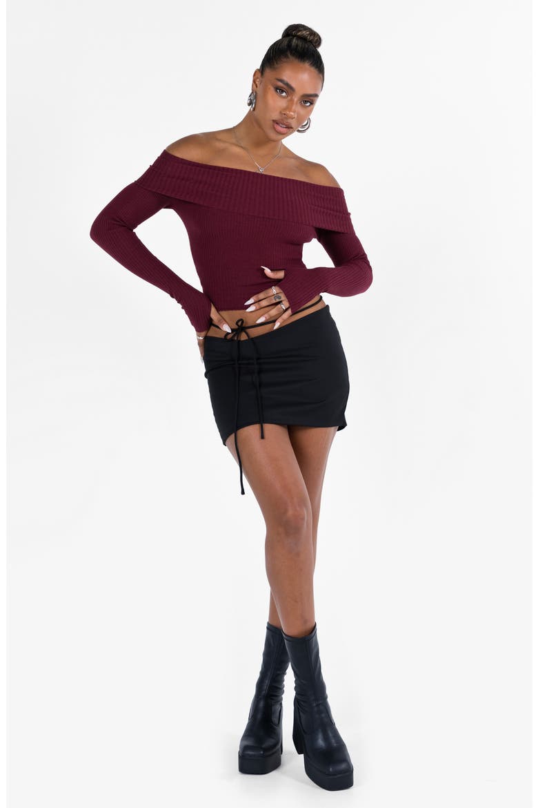 Morley Foldover Off the Shoulder Rib Sweater, Alternate, color, DARK RED
