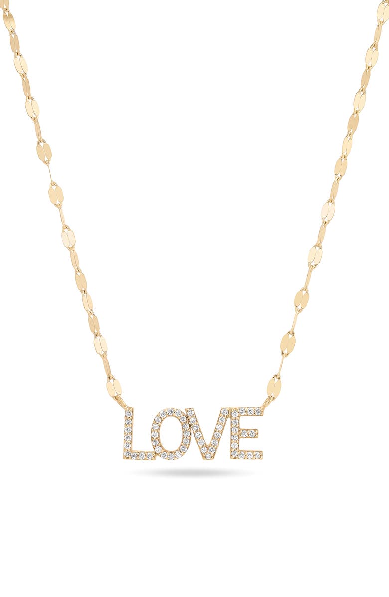 LANA Mini Love Diamond Pendant Necklace, Main, color, Yellow Gold