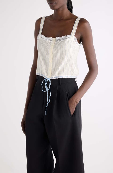 Striped Cotton & Silk Poplin Camisole