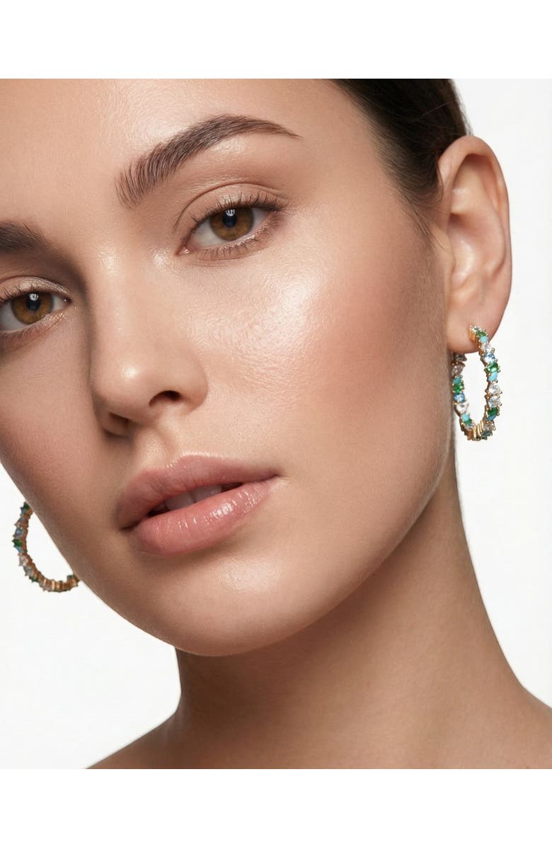 NATIVE GEM Vienna Opal Hoops, Alternate, color, Turquoise/Aqua