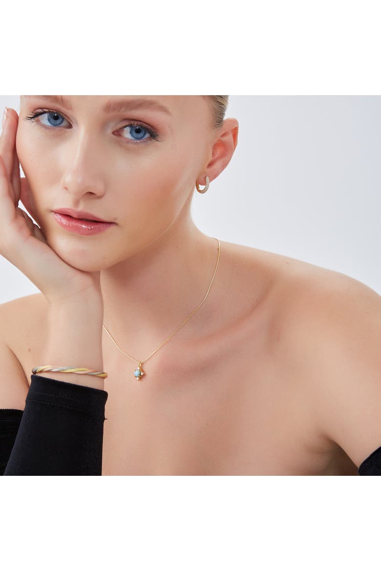 Blue Moonstone Sterling Silver Pendant Necklace With Fine Italian Chain, Alternate, color, Gold