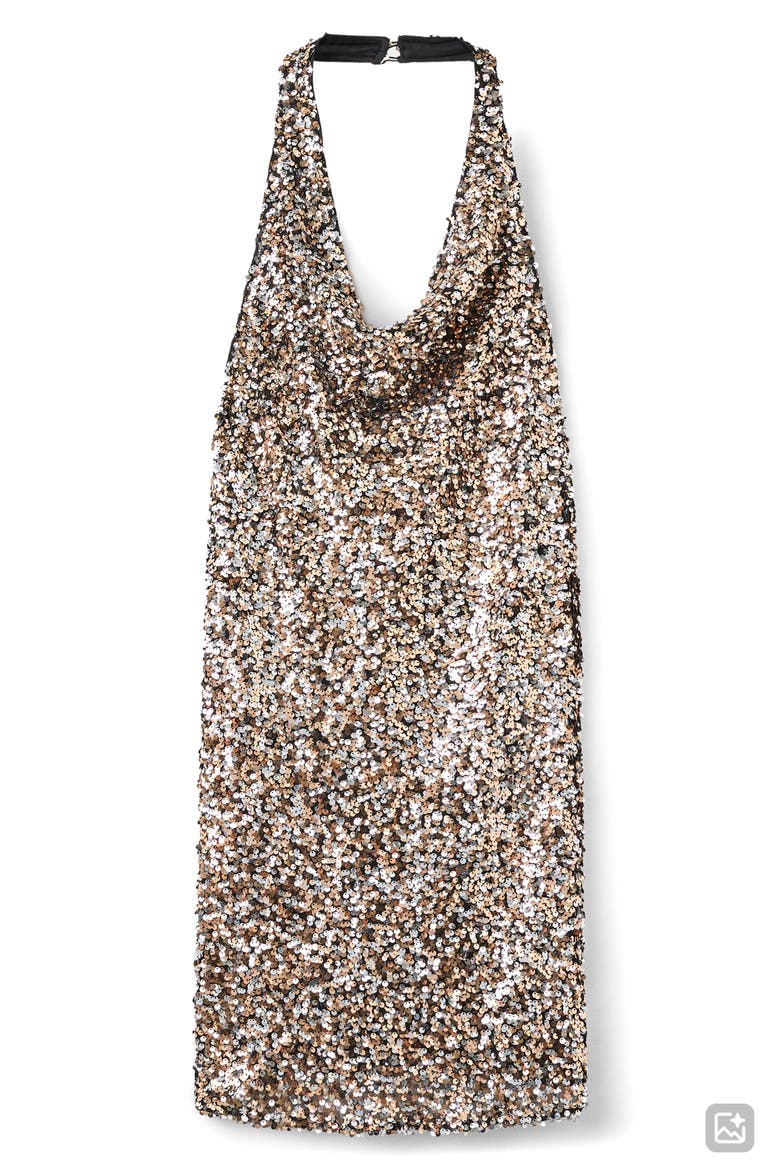 Sequin Open Back Dress, Alternate, color, GOLD