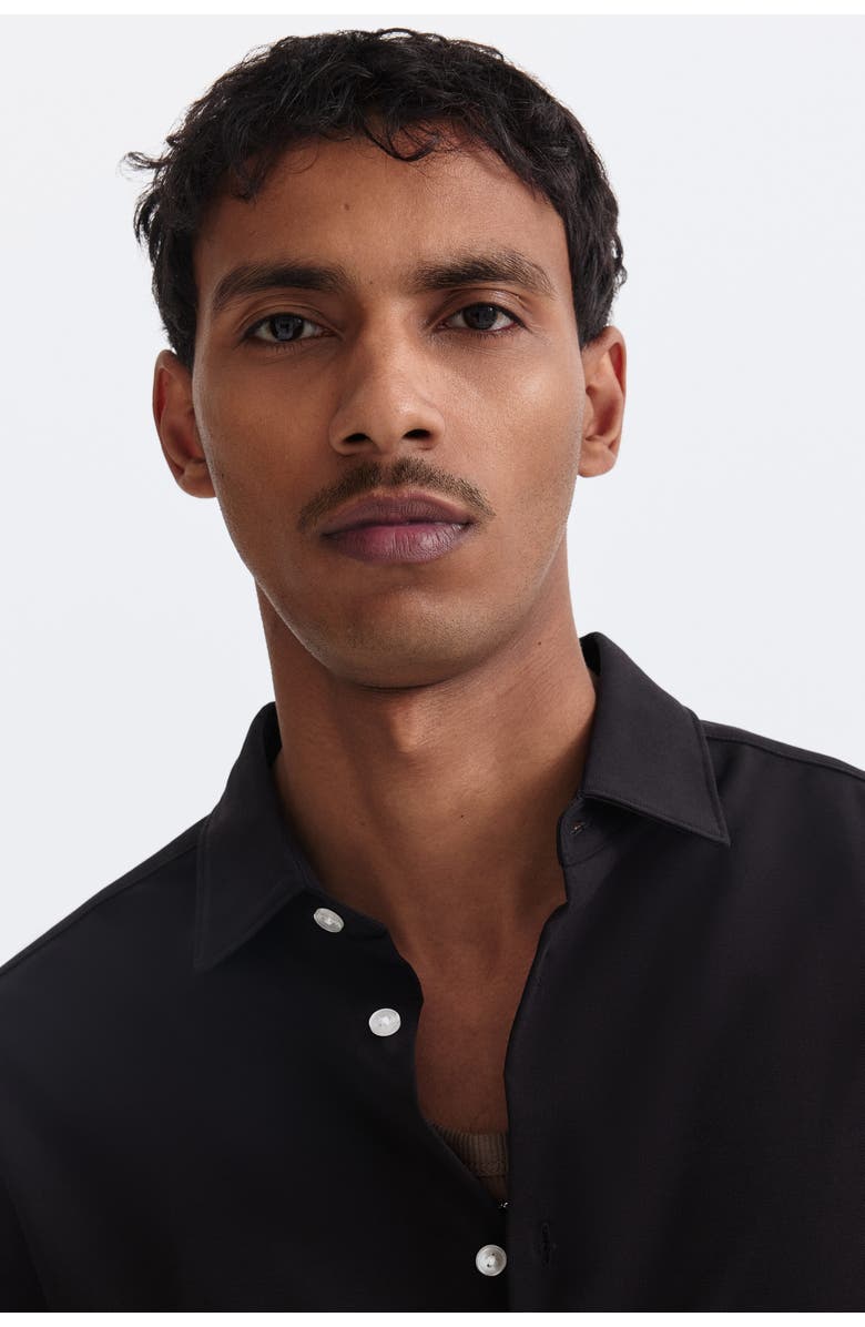 H&M Four-way Stretch Slim Fit Shirt, Alternate, color, Black
