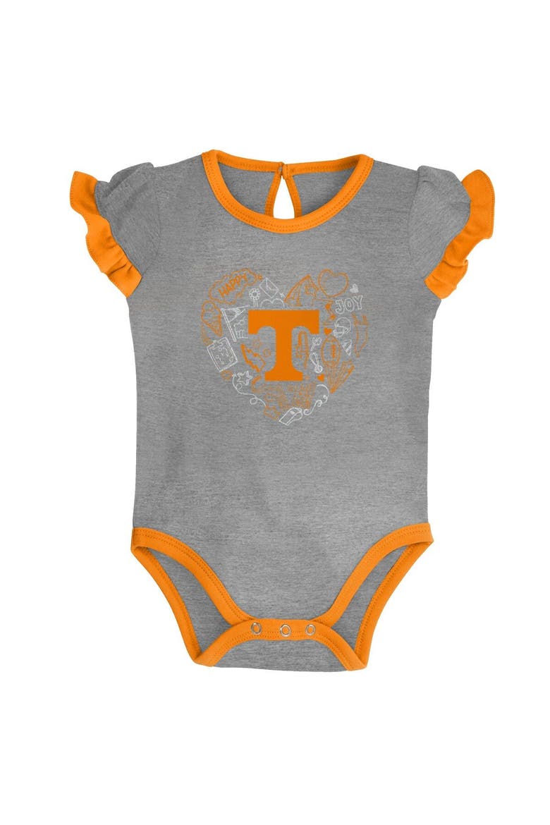 Girls Newborn & Infant Tennessee Orange/Heather Gray Tennessee Volunteers Too Much Love Two-Piece Bodysuit Set, Alternate, color, Tennessee Orange