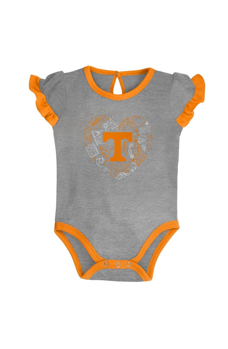 Outerstuff Girls Newborn & Infant Tennessee Orange/Heather Gray Tennessee Volunteers Too Much Love Two-Piece Bodysuit Set, Alternate, color,