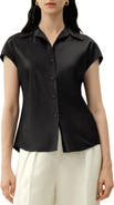 Lilysilk Women's Bias Cut Cap-Sleeve Silk Shirt