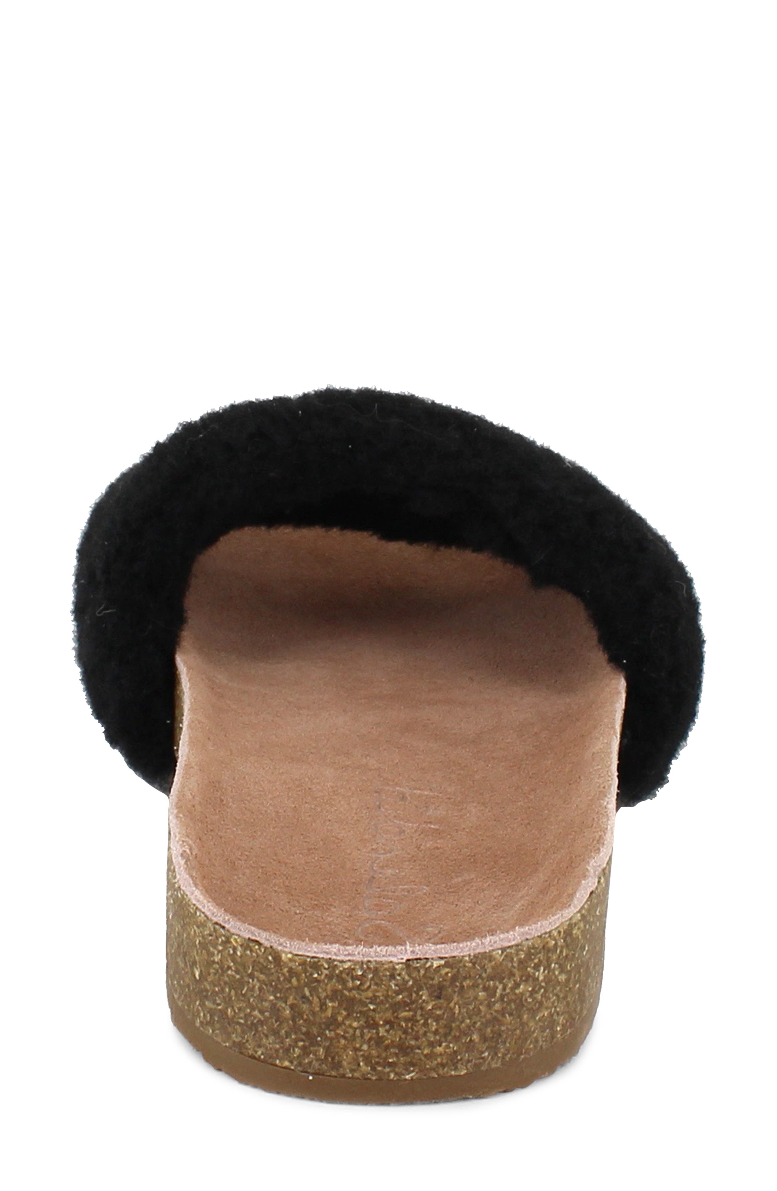 Romy Faux Shearling Slide Sandal, Alternate, color, BLACK