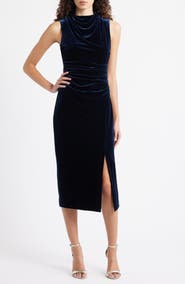 Vince Camuto Cowl Neck Velvet Midi Dress