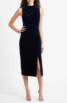 Vince Camuto Cowl Neck Velvet Midi Dress