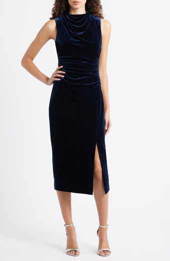 Vince Camuto Cowl Neck Velvet Midi Dress