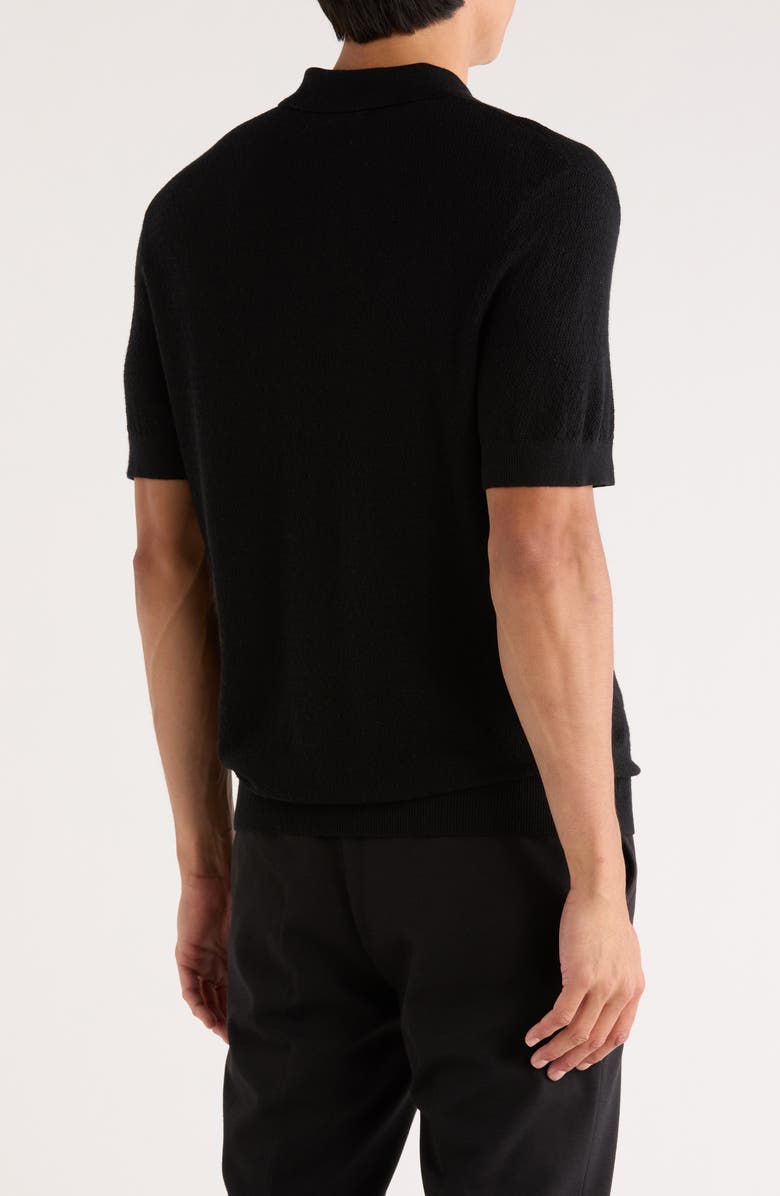 Nordstrom Textured Merino Wool Polo, Alternate, color, Black Rock