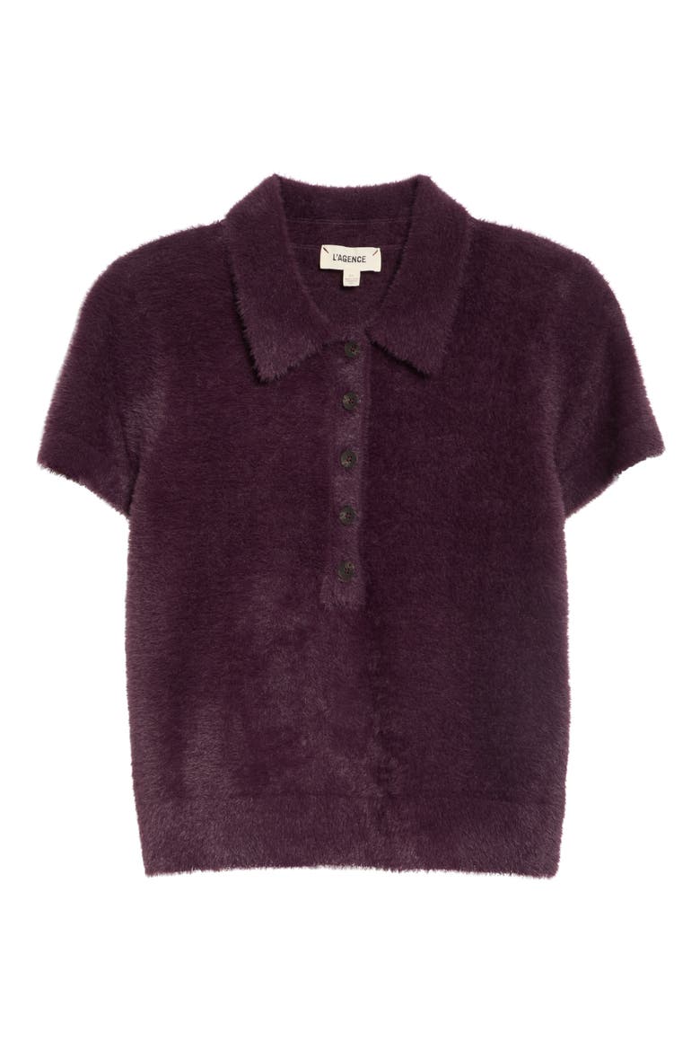 Cirrus Cropped Polo Sweater, Main, color, DARK PLUM