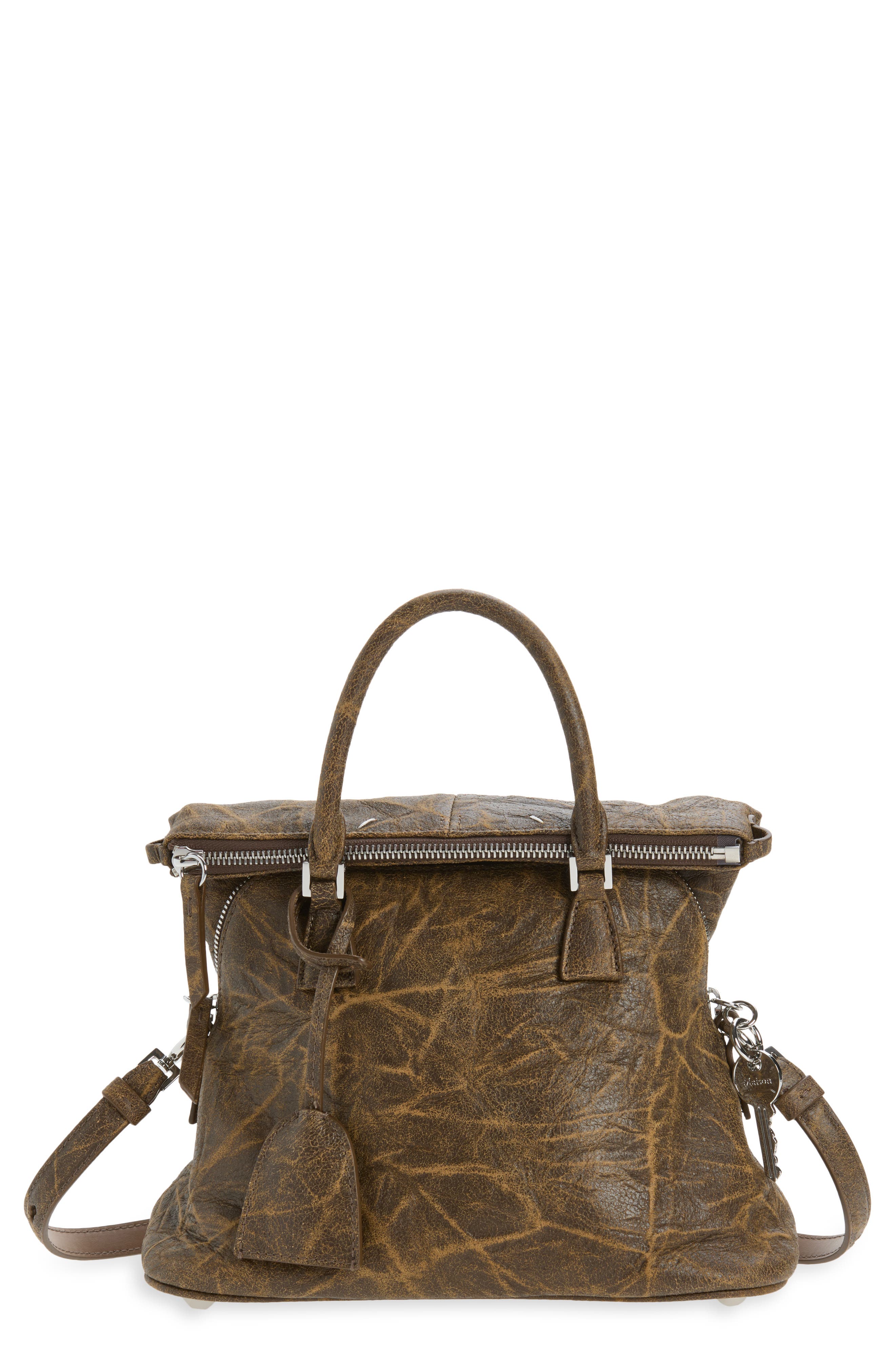 5AC Soft Mini Leather Crossbody Bag, Main, color, BROWN