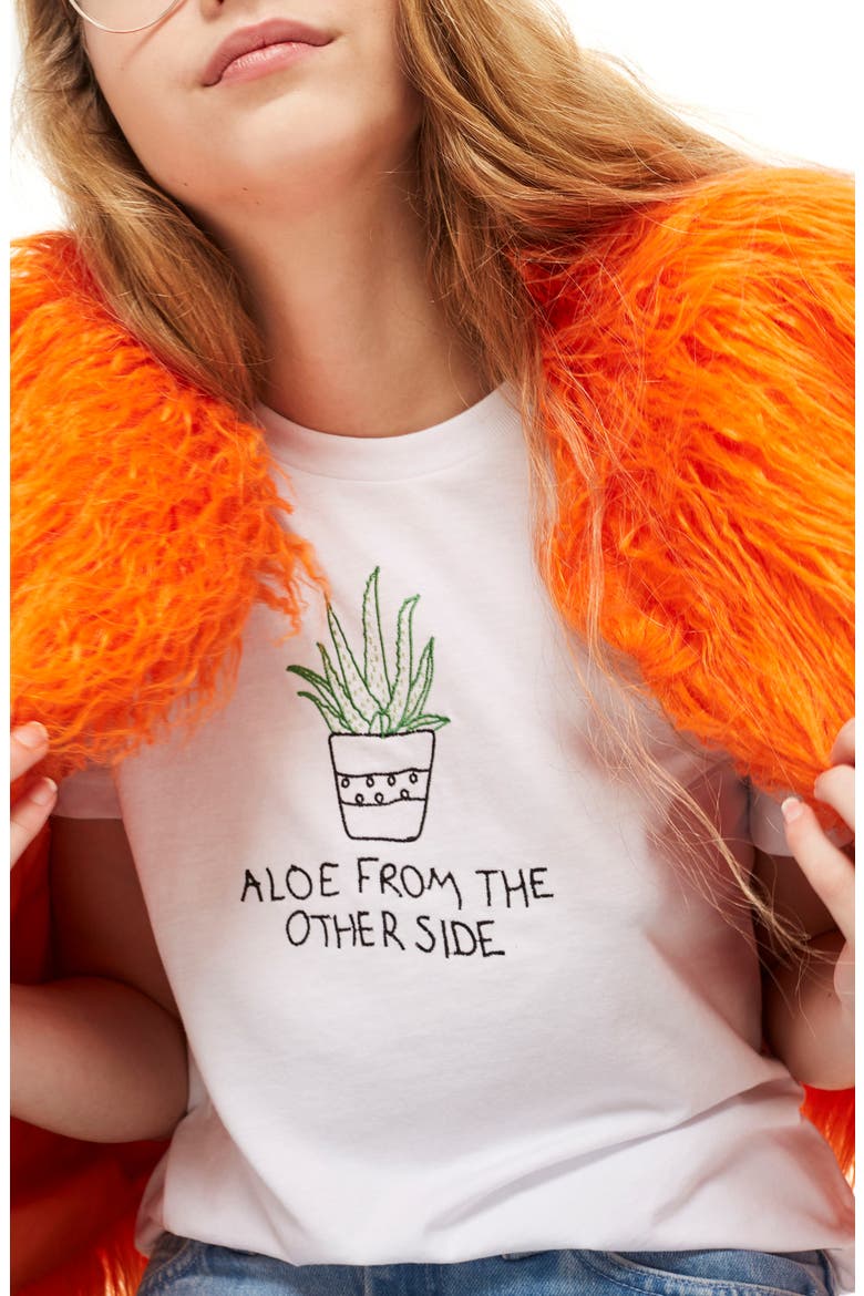 Aloe Embroidered Tee, Alternate, color, WHITE