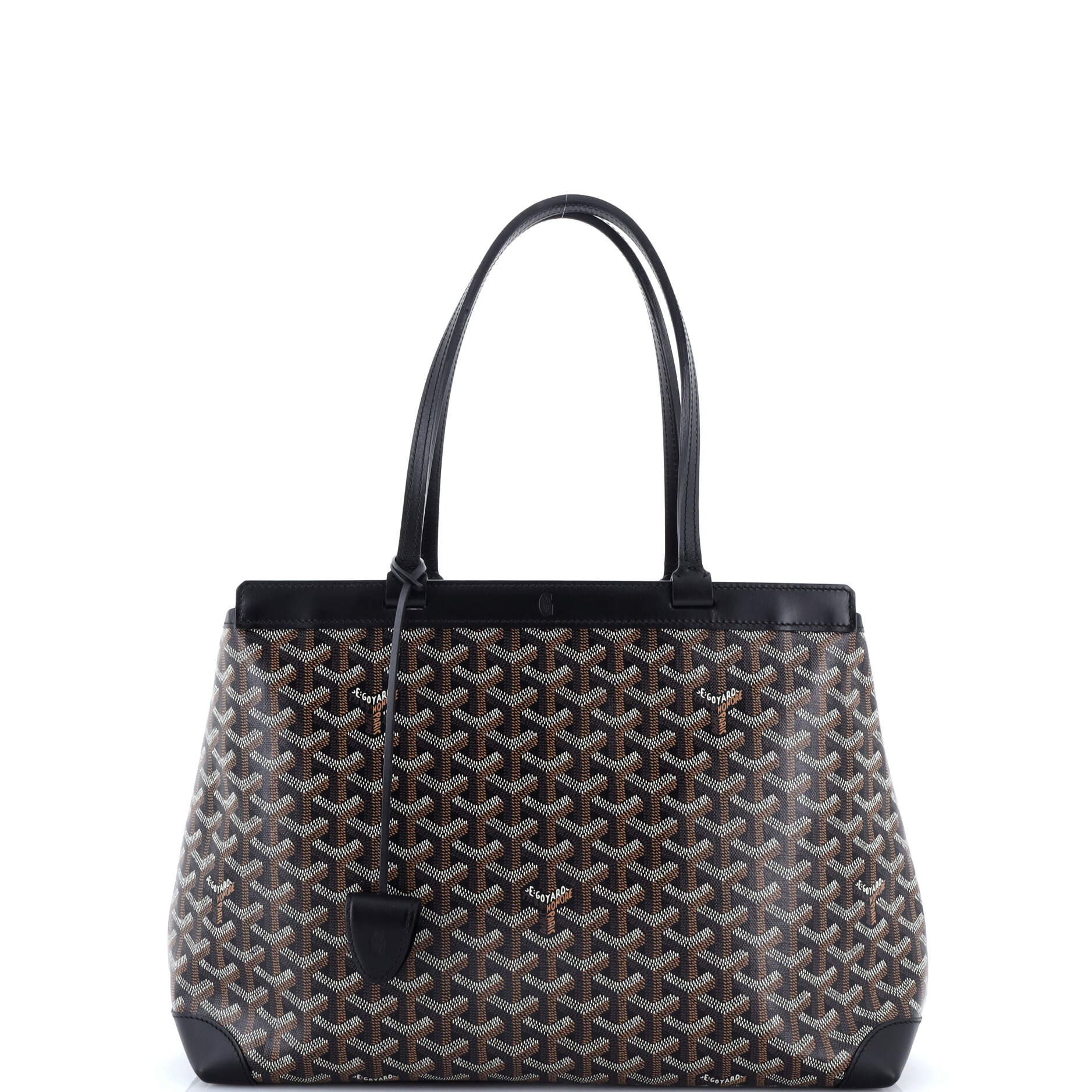 Pre-Owned Goyard Bellechasse Bag Coated Canvas PM, Main, color, Black