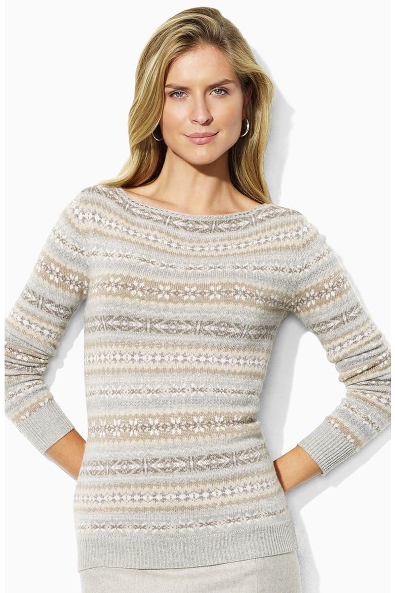 Lauren by Ralph Lauren Fair Isle Sweater, Main, color, CORAL