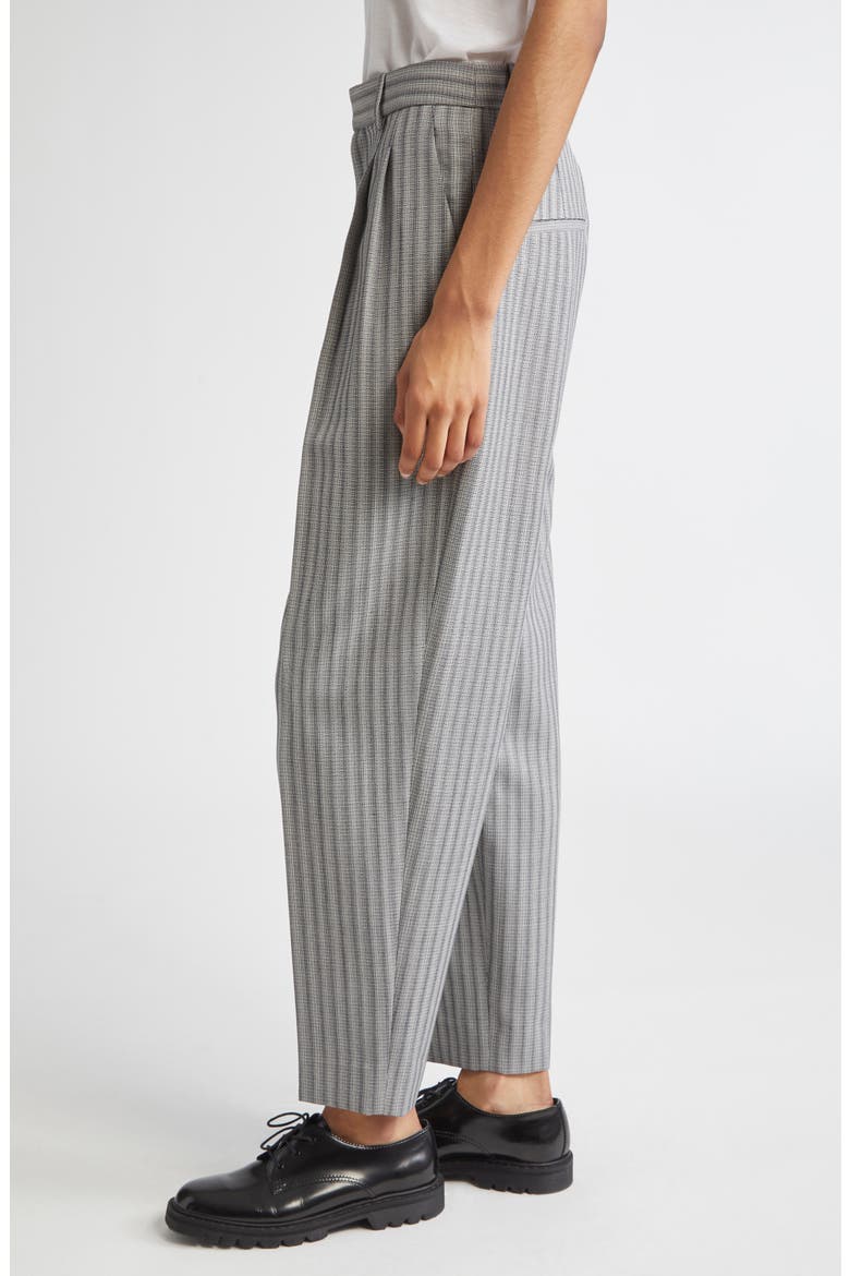 Rosen Pleated Textured Stripe Virgin Wool Pants, Alternate, color, DARK GREY STRIPE