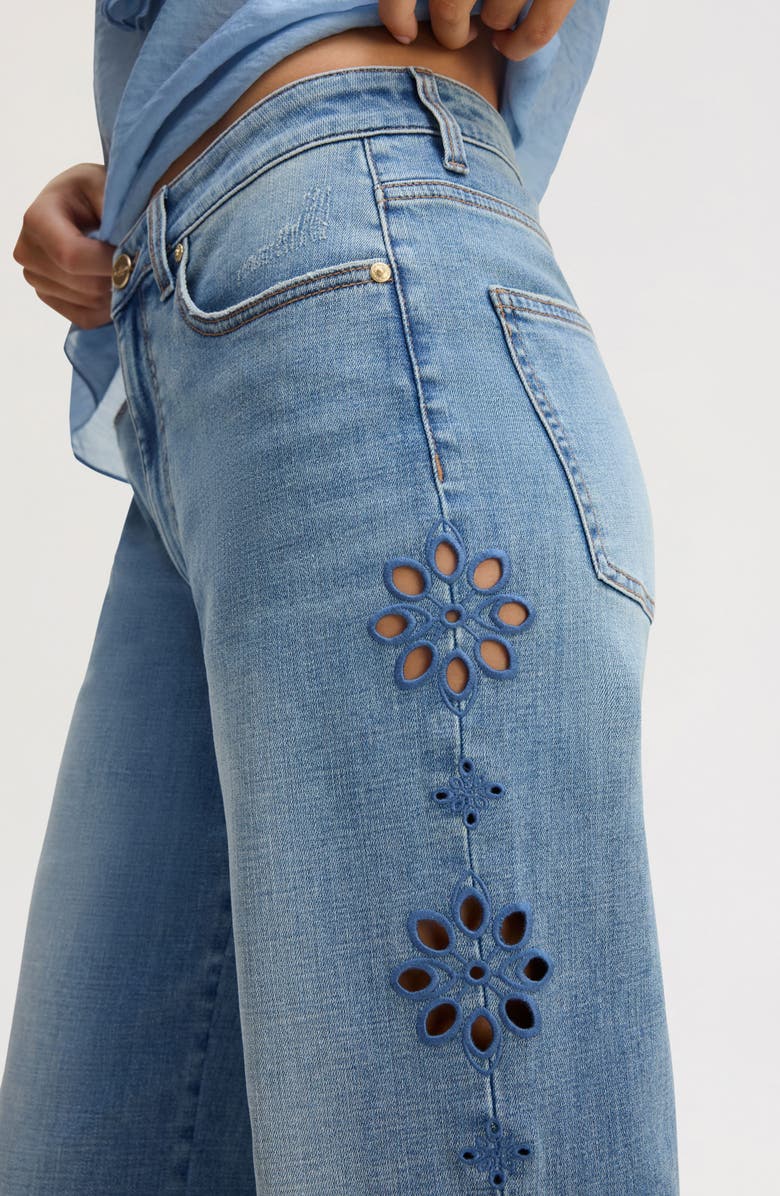 Sam Edelman Embroidered Eyelet Wide Leg Jeans, Alternate, color, Poppy Indigo Wash