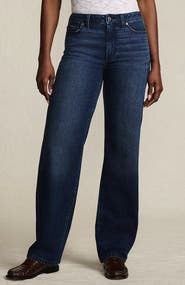 Lands' End Petite Soft Denim Mid Rise Relaxed Straight Leg Jeans