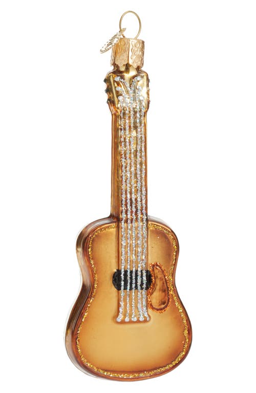 Old World Christmas Guitar Ornament In Brown