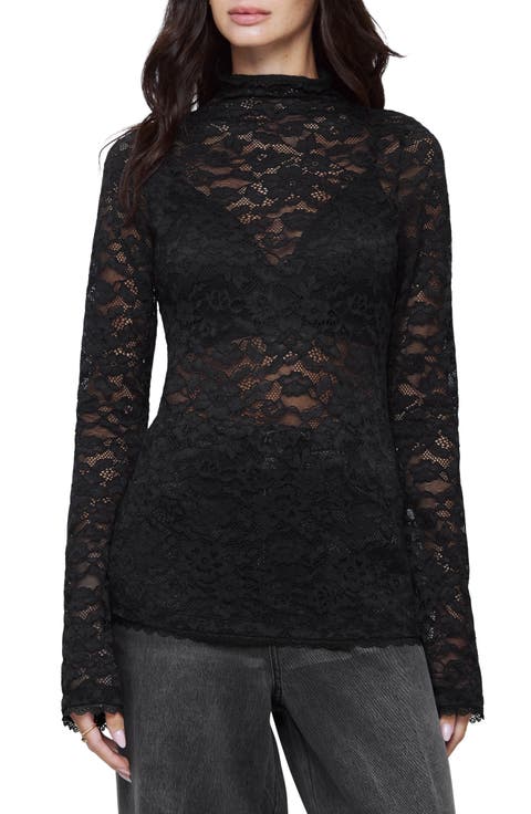 Skyler Stretch Lace Mock Neck Top