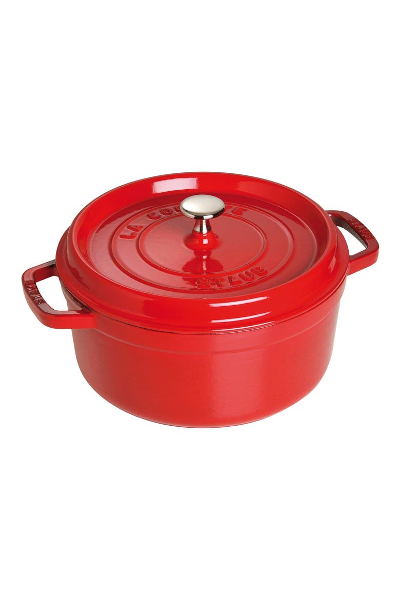 4-Quart Enameled Cast Iron Dutch Oven, Main, color, CHERRY