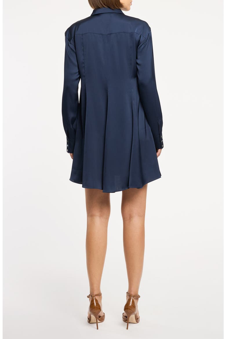 Belden Long Sleeve Satin Mini Shirtdress, Alternate, color, NAVY