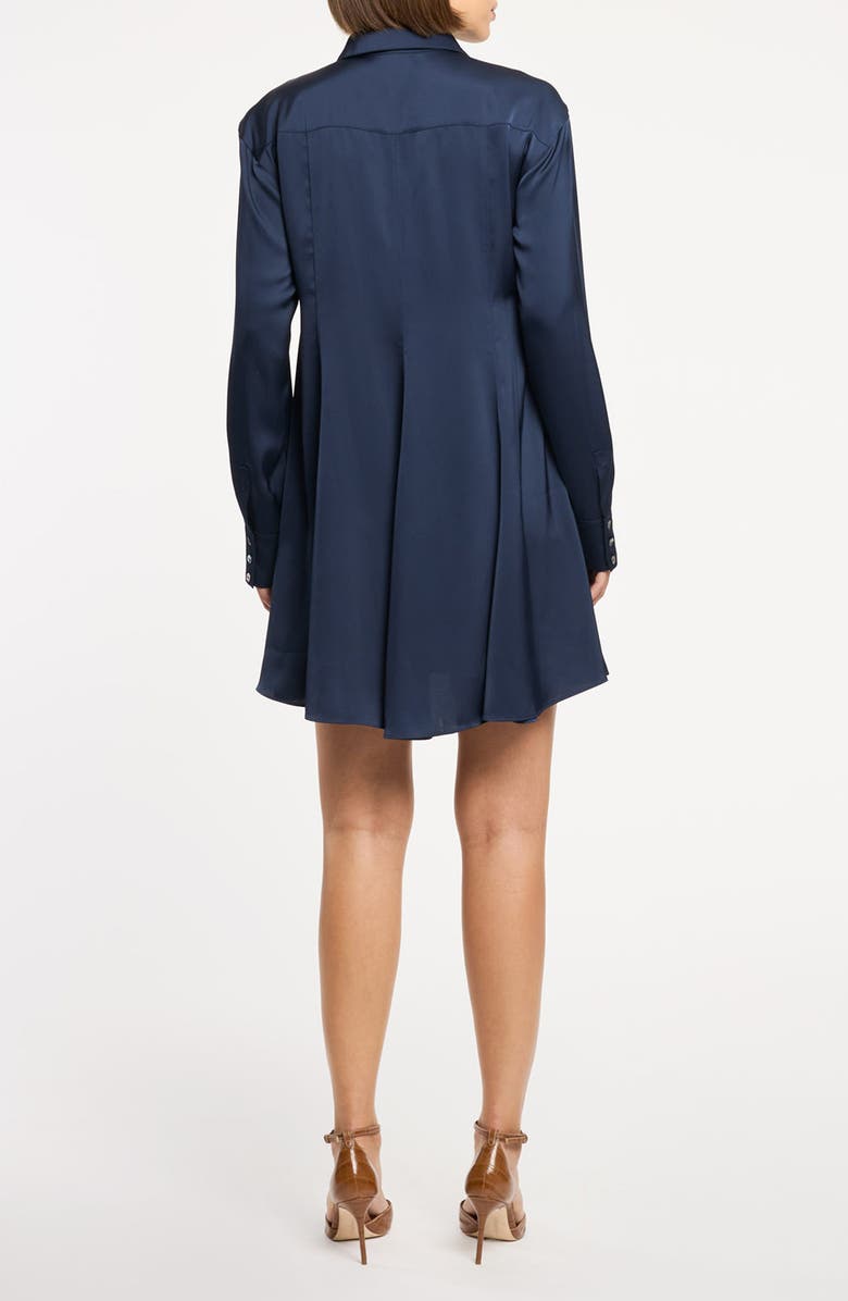 Cinq à Sept Belden Long Sleeve Satin Mini Shirtdress, Alternate, color, Navy