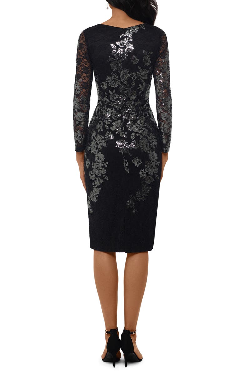 Xscape Evenings Xscape Sequin Lace Long Sleeve Cocktail Dress, Alternate, color, 