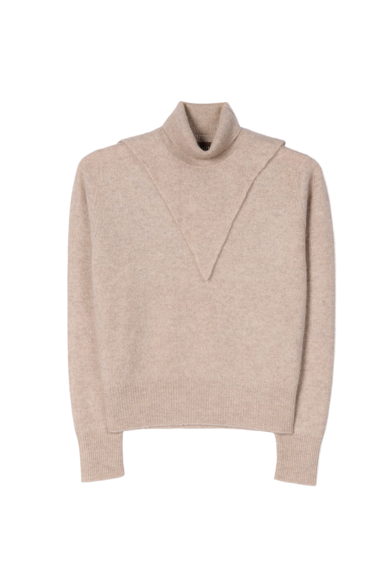 Gobi Cashmere Dual-Collar Cashmere Sweater, Main, color, Warm Grey