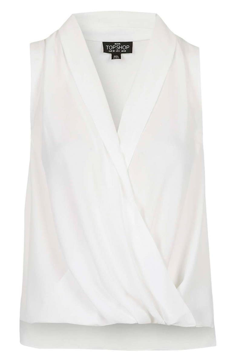 Topshop Sleeveless Drape Front Blouse, Alternate, color,