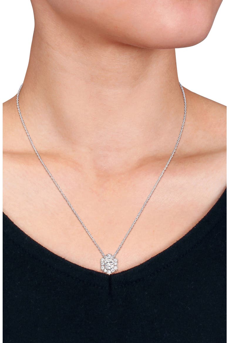Sterling Silver Cultured Freshwater Pearl & Cubic Zirconia Pendant Necklace, Alternate, color, WHITE GOLD