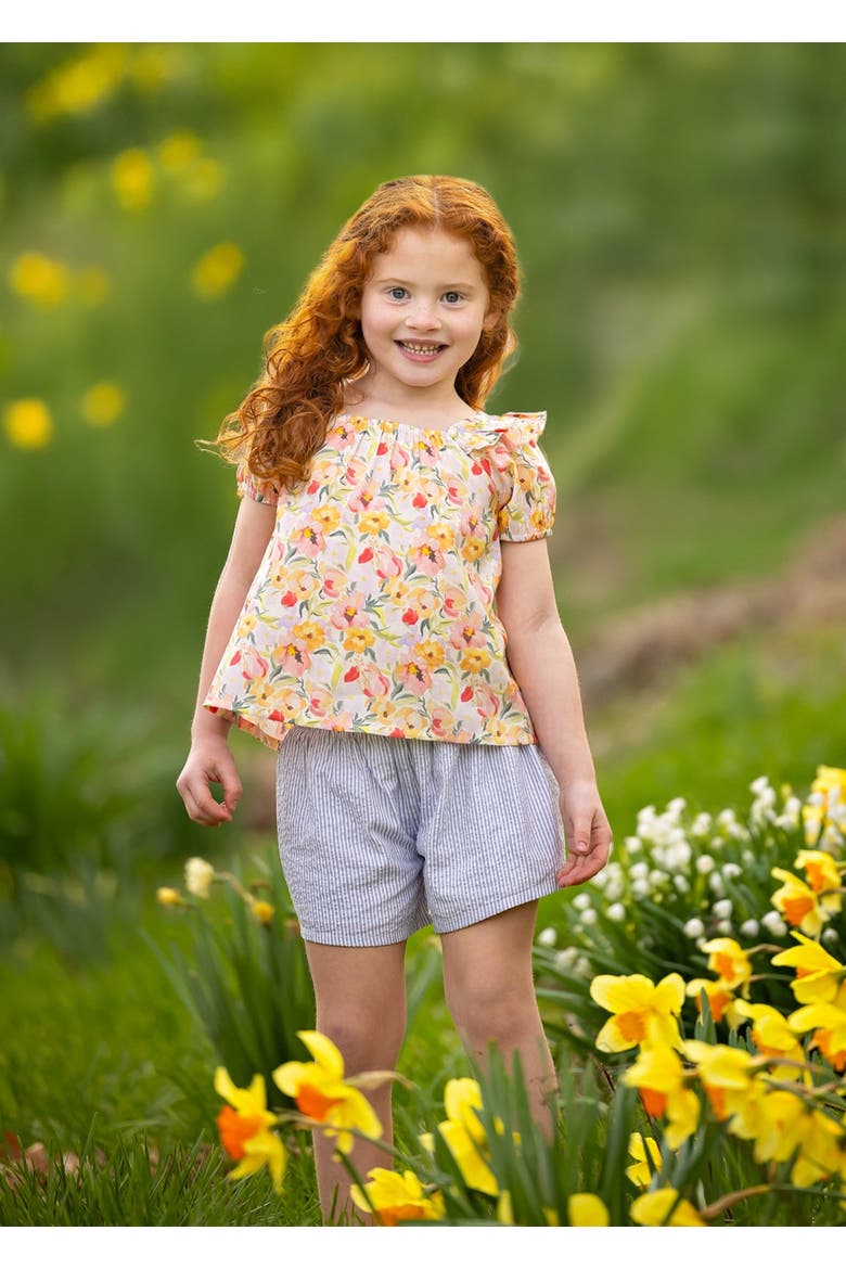 Blooming Florals Short Gathered Sleeve Two Piece Set, Alternate, color, Pink