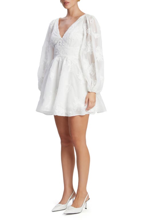 Bardot Eva Floral Sequin Long Sleeve Chiffon Minidress In Orchid White