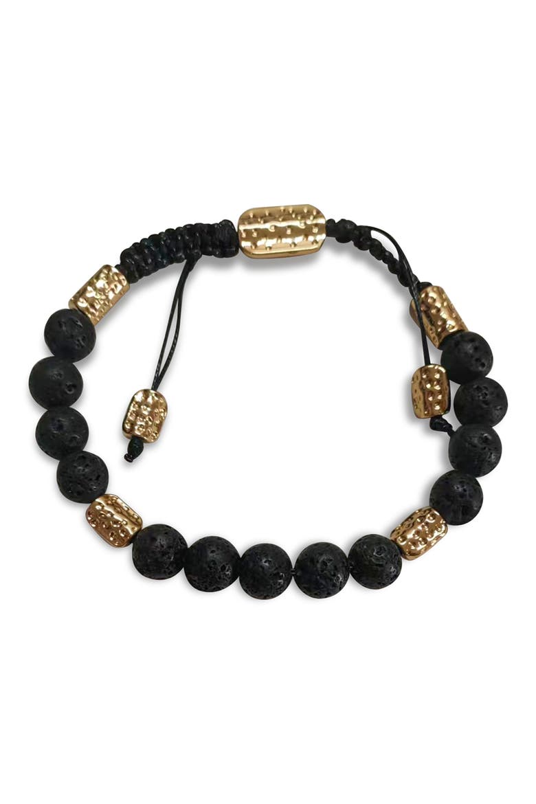 Lava Stone Beaded Slider Bracelet (Nordstrom Exclusive), Main, color, BLACK/ GOLD