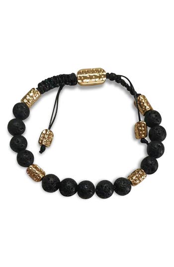 Jardin Lava Stone Beaded Slider Bracelet In Black