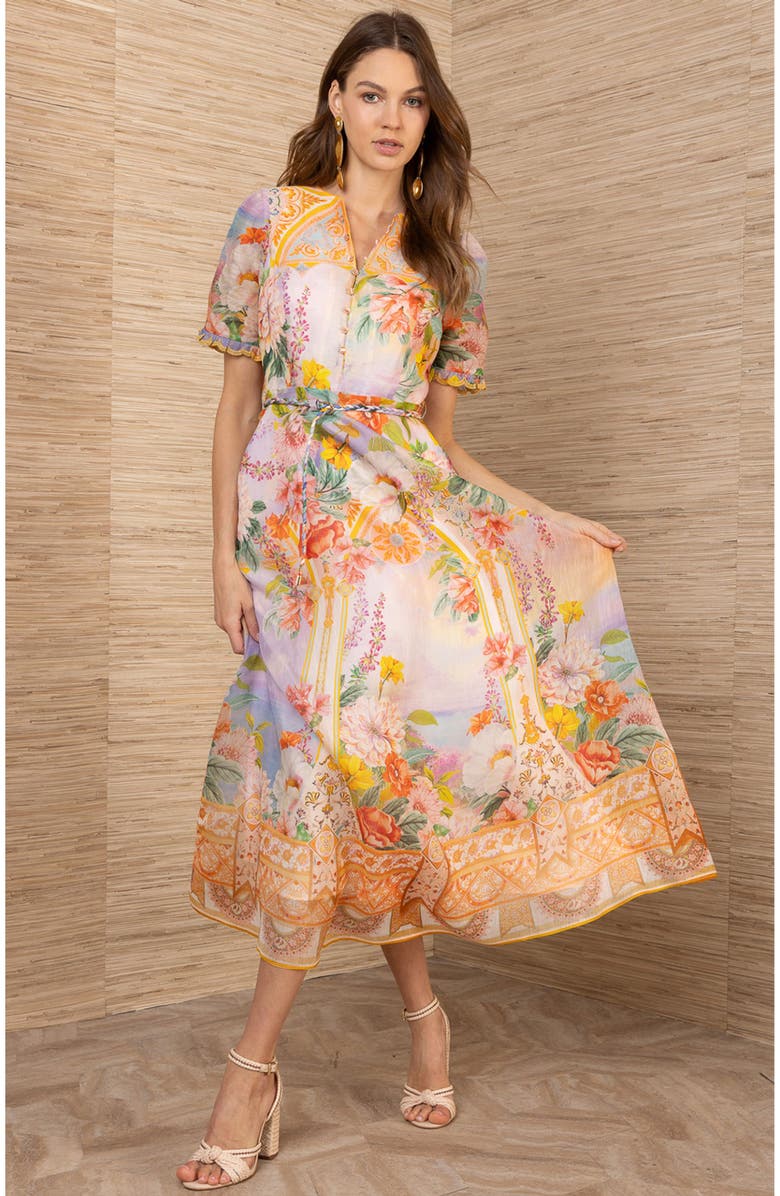 Hale Bob Cyrilla Linen Organza Maxi Dress, Alternate, color, Gold