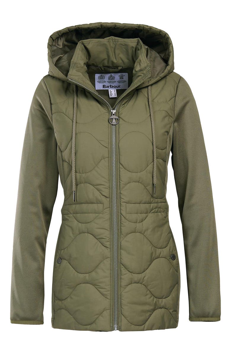 Barbour Willowherb Quilted Mixed Media Jacket, Alternate, color, Dusky Khaki