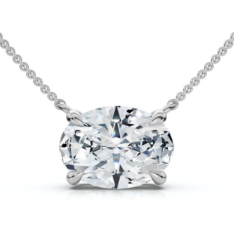 Certified 2Ct Diamond Oval Solitaire Pendant 14k Gold 18" Womens Chain Lab Grown