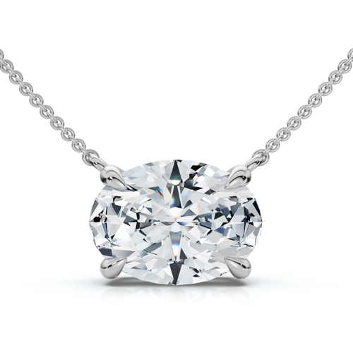 Bliss Diamond Certified 2ct Diamond Oval Solitaire Pendant 14k Gold 18" Womens Chain Lab Grown In Gold