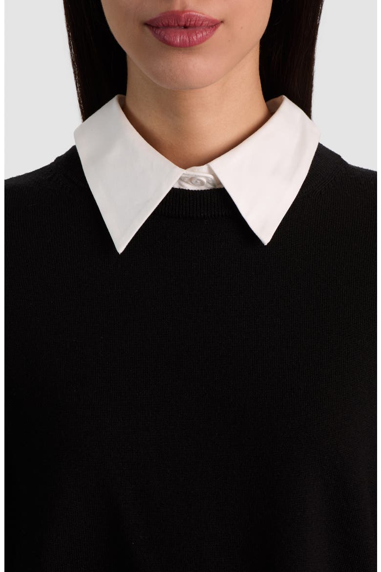 Rhett Wool Sweater with Detachable Collar, Alternate, color, BLACK