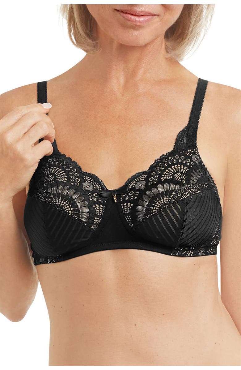Amoena Karolina Wire-Free Bra, Main, color, Black/Sand