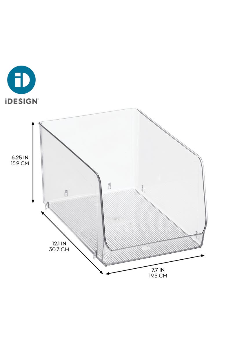 iDesign Clear Plastic Stackable Open Front Storage Bin, Easy Access Organizer for Pantry or Cabinet, 4-Pack, Alternate, color, Clear